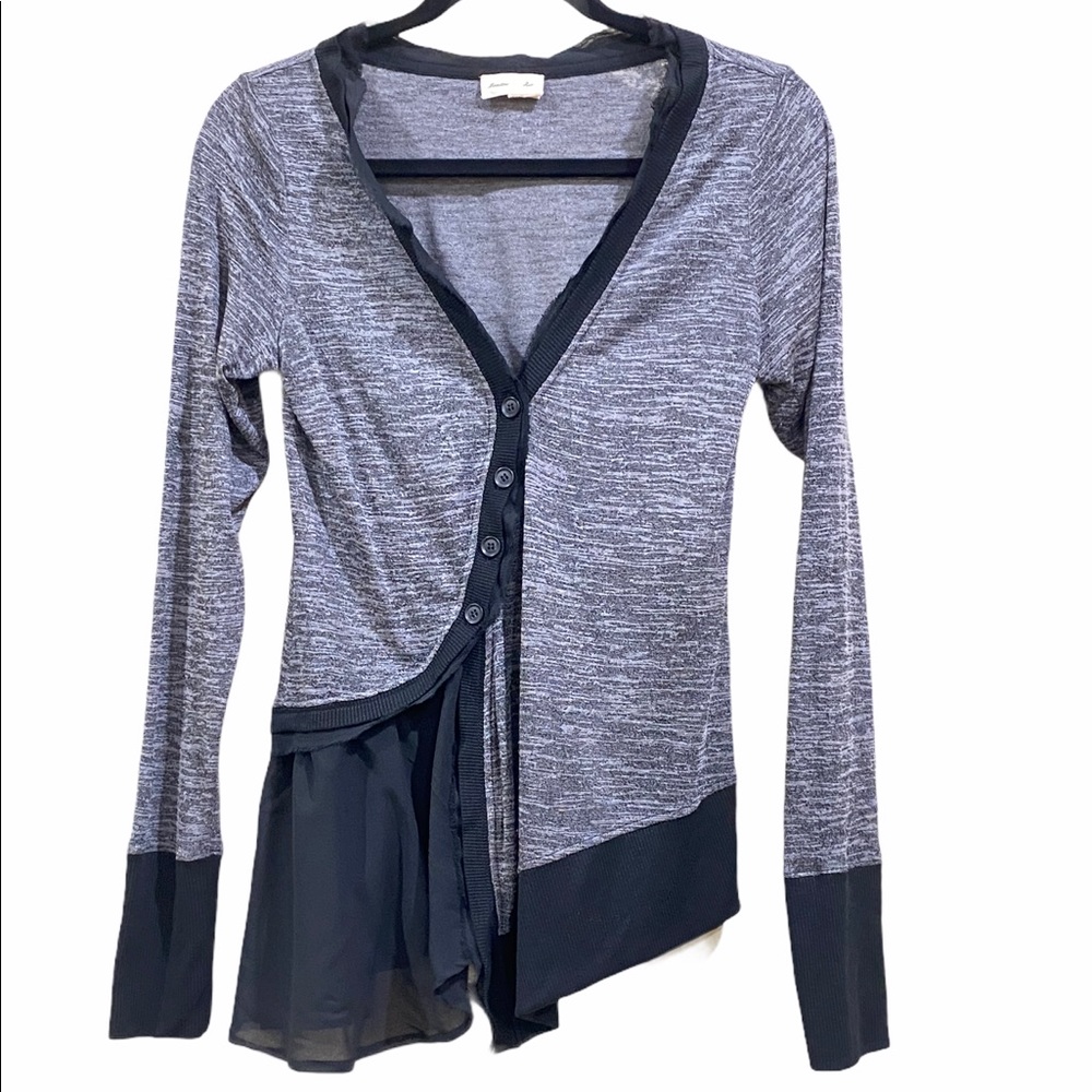 Anthropologie Meadow Rue Black Gray Button Sweater